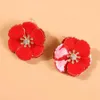 Moda-Charm Ear Studs Dla Kobiet Luksusowy Projektant Bling Diamond Flower Stadniny Kolczyki Żywicy Rhinestone Wakacyjny Styl Biżuteria GF Miłość Prezent