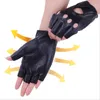 Mode-Neue Ankunft Weibliche Halbe Finger Fahren Handschuhe 1 paar Schwarz PU Leder Fingerlose Handschuhe Für Frauen