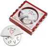 Konditoriverktyg "en skiva kärlek" rostfritt stål pizza cutter i miniatyr pizza box baby shower gåvor bröllop gynnar kdjk2003