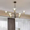 Postmodern LED Avize Aydınlatma Demir Cam Yemek Deco Fikstür Oturma Odası Kolye Lambaları Yatak Odası Asılı Işıklar