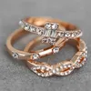 Anneaux de mariage bijoux nouveau Style rond diamant anneaux pour femmes 3 pièces livraison directe