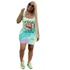 Women Dresses Summer Brand Letters Designer Print Vest Dress Lip Tie Dye Fashion Casual T Shirt Mini Skirt Bodycon Dresses D65024598042