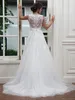 Robes de mariée élégantes, col en V, ligne A, Illusion Chic, dos en dentelle, avec des appliques en Tulle, boutons recouverts, nœud, sur mesure, 401 401