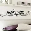 DIY Wall Sticker Creative Cartoon Black Owl Bakgrundsbilder Art Mural Vattentät TV Väggklistermärken Heminredning Bakgrund