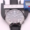 Новый стиль AEHIBO хронограф кварцевые Мужские часы 43MM Черный циферблат Кожаный ремешок пряжкой Все SubDials работы Мужские Наручные часы
