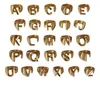 도매 - 편지 골드 컬러 금속 조정 가능한 개방 링 이니셜 이름 알파벳 여성 파티 개인화 된 파티 쥬얼리 무료 배송
