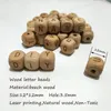 Contas de alfabeto de madeira quadrada mordedor 12mm contas de letras de madeira de faia natural para fazer joias brinquedos diy colar de dentição de bebê 1070079