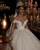 Zuhair Murad Luxus-Spitze-Ballkleid-Hochzeitskleider nach Maß, Hofschleppe-Hochzeitskleider, schulterfreies Brautkleid mit Applikationen für den Nahen Osten 4482