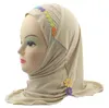 Multi Colors Muslim Kids Girl Headscarf Stripe Splicing Soft Breathable Arab Wrap Scarf Cap Scarf Mercerized Cotton Headscarf