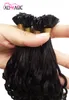 12 - "- 26" 1g 100g U Nail Tip Curly Hair Extension Indian Virgin Keratin Hår Förbundna Hårförlängningar Naturlig Svart Brun Blond Färg