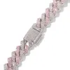 Designer de luxe Collier Mens Déclaration Diamant Cubain Lien Chaîne 13 MM Rose Glacé Hip Hop Bling Chaînes Bijoux Rappeur Accessoires De Mode