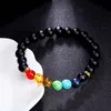 Atacado New Natural Stone Pulseiras 7 Reiki Chakra Equilíbrio Pulseira Frisada para Homens Mulheres Estiramento Yoga Jóias