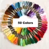 50 renk nakış ipliği el çapraz dikiş dişi dikiş iplikleri polyester dikiş ipi iplikçik