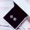 Lucky Clover Kolczyki 925 Sterling Silver CZ Diament Urodziny Prezent Oryginalny Zestaw Pudełkowy Odpowiedni do Kolczyki Pandora Damskie Prezent