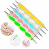 Na025 5 stks / set Twee-Way Nail Denting Pen Gel Poolse Bouwer DIY Nail Art Design Marblizing Nail Manicure Painting Tekening Tool Set