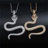 Designer Tête De Serpent Pendentif Collier Bling Zircone Cubique Hiphop Bijoux Plaqué Or 18K Collier De Diamant Hommes Chaînes Hip Hop Chaînes