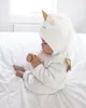 Nyfödd barn baby flicka enhörning flanell romper jumpsuit outfit varm kläder vinter2603910