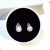 ins fashion designer luxury lovely cute geometry triangle super glittering crystals diamonds pearl stud earrings for woman girls