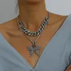 Cubaanse ketting grote 3d vlinder modeontwerper luxe diamanten verklaring hanger choker ketting voor vrouw meisjes hiphop sieraden241x