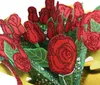 3D Rose Greeting Card 3D Pop Up Glitter Rose Message Card for Valentine's Day Creative Gift1275P