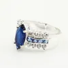 Victoria Wieck Luxury Smycken 925 Sterling Silver Marquise Cut Blue Sapphire CZ Diamond Women Wedding Engagement Band Ring för älskare gåva