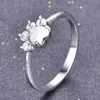 Luckyshine 10個/ロットかわいい猫の足のリングピンクブルーの火災オパール925シルバーリングの結婚式の家族友達の休日の贈り物