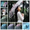 Parapluie Transparent Sakura romantique en PVC, parapluie de fête de mariage, à longue poignée, bâton droit, cerise paraguay, parapluie Transparent