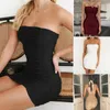Casual Dresses Women Wrapped Chest Pleated Tunic Sleeveless Dress Cocktail Nightclub Office Lady Backless