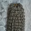 Virgin Brasiliansk Kinky Curly Human Hair Weave 100g Grå hårförlängningar Kinky Curly Remy Hair Extensions Weaves 18 "20" 22 "24" 26 "