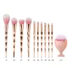 11pcs/set Diamond Fish Makeup Brush Set Rose Gold Professional Blush Powder Eyeshadow Lip Nose Make Up Brush Cosmetic Tools HHAa149