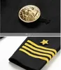 Europa Standardowy Marynarstwo Navy Uniform Czarne ubrania wojskowe Mężczyźni Międzynarodowy Międzynarodowy Marynarki Województwo Białe Garnitury Wojskowe Kapelusz Kurtka + Spodnie Mężczyzna