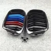 1 Pair 2-Slat Car Grilles For 5 Series E39 Carbon Look Front Racing Grill Grille ABS material