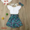 Kleinkind Baby Mädchen Blumen Outfits Kleidung T-Shirt Tops Shorts Hosen 3PCS Set