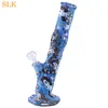 Colorful Pattern Silicone Bongs Smoking Glass Water Pipe Portable Hookah Tobacco Pipes With Glass Bowls Dry Herb Wax Vaporizer Wholesale