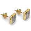 18k Gold Hip Hop Cz Zircon Square Earring Studs 0,7-1,6 cm för män och kvinnors gåvor isade ut diamantstoppörhängen Punk Rock Rapper smycken