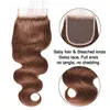 Brazilian Brown Body Wave Human Hair 3 Bundles with Lace Closure #4 Light Brown Remy Hair Bundles 100% Human Hair Weaves