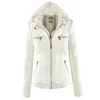 Junelove Women Hoodies Winter Moto Jacket Het Slå ner Collor Damer Ytterkläder Faux Leather Pu Female Jacket Coat