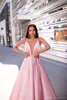 Sexig Open Back Pink Aftonklänningar Ny Enkel Designad En Linje Spaghetti Strap Lång Satin Prom Gowns Celebrity Pageant bär Robe de Soriee