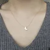 Collier pendentif croissant de lune, couleur or argent, mignon, Simple, rétro, tempérament fille, cadeau de fête de saint-valentin pour femmes