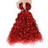 Puro Vermelho Malaio Molhado e Ondulado Cabelo Humano Weave Bundles com Fechamento Birght Onda de Água Vermelha Cabelo Virgem 3 Pacotes com Fechamento de Renda 4401551