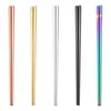 Lustroso titânio banhado a ouro chopsticks colorido pauzinhos de aço inoxidável de alta qualidade ouro arco-íris quadrado phopsticks DBC BH3092