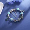 Partihandel-fashion 925 Silver Murano Glass Flower European Charms Beads Safety Chain Armband Fits Charm Armelets8488769