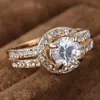 Women gold Ring for Bride wedding Crystal Engagement Ring Girl Luxury Crown Statement Women Zircon Engagement Ring