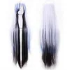 lång svart vit peruk