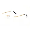 2021 Optisk Rimless Metal Frame Rectangle -glasögon Ramar Tempel med Panther Heads Man unisex Högkvalitativ med glänsande glasögon 313Q