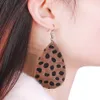 Pelle di leopardo orecchini di goccia del cuoio genuino per le donne Caramel Leopard Cheetah stampa ciondola goccia a goccia in pelle Orecchini