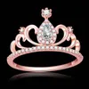 New Arrival Fashion Style Gorgeous Crown rose gold filled Engagement Rings For Women full CZ zircon Anel Feminino297l