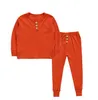 Pyjamas pour enfants couleur unie bouton vêtements de nuit enfant à manches longues élastique pyjama été automne maison vêtements de nuit costume bébé vêtements ensembles LT1528