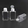 30 ml 60ml bottiglia di plastica vuota per animali domestici con tappo flip bottiglia di forma quadrata trasparente per trucco fluido gel sanitizer a mano monouso