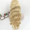 613 Бразильские девственные волосы, прямые объемные волны, парики из человеческих волос, блондинка, предварительно выщипанные кружевные фронтальные парики и полный парик шнурка, средний 3P368414988222